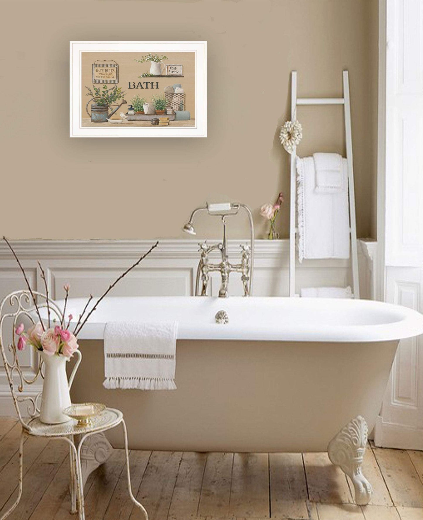 Farmhouse Bath White Framed Print Bathroom Wall Art - Homeroots - Flyclothing LLC