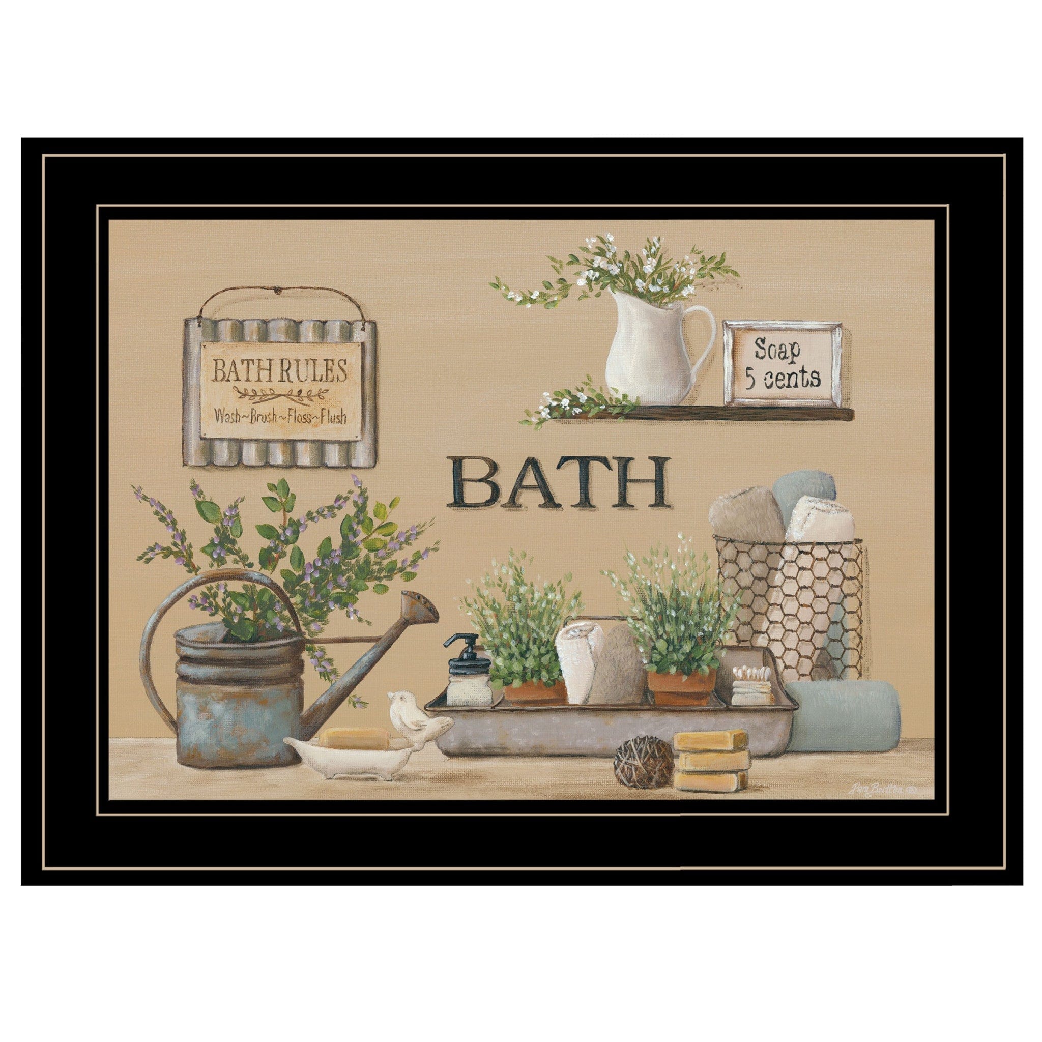 Farmhouse Bath Black Framed Print Bathroom Wall Art - Homeroots