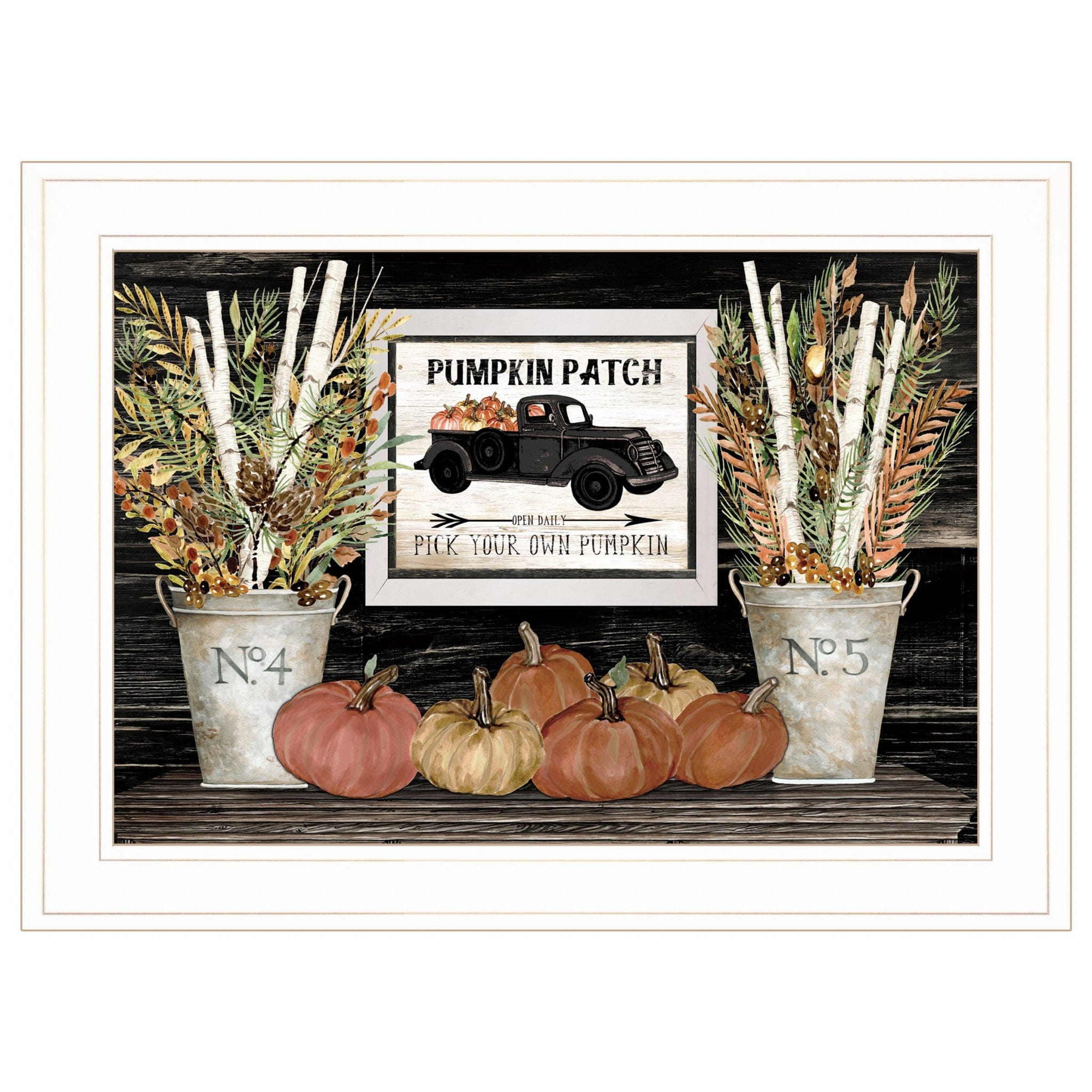 Pumpkin Patch Still Life 2 White Framed Print Wall Art - Homeroots