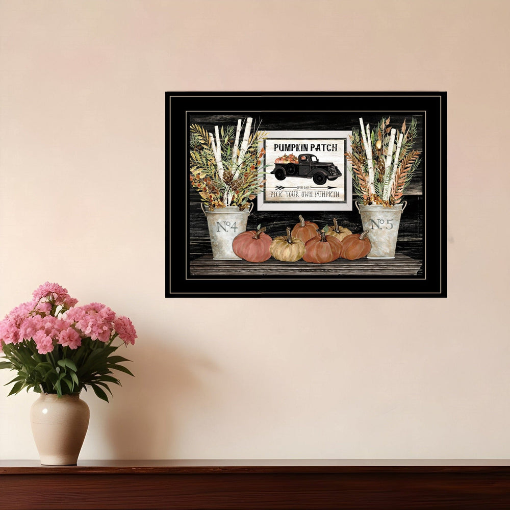 Pumpkin Patch Still Life 3 Black Framed Print Wall Art - Homeroots