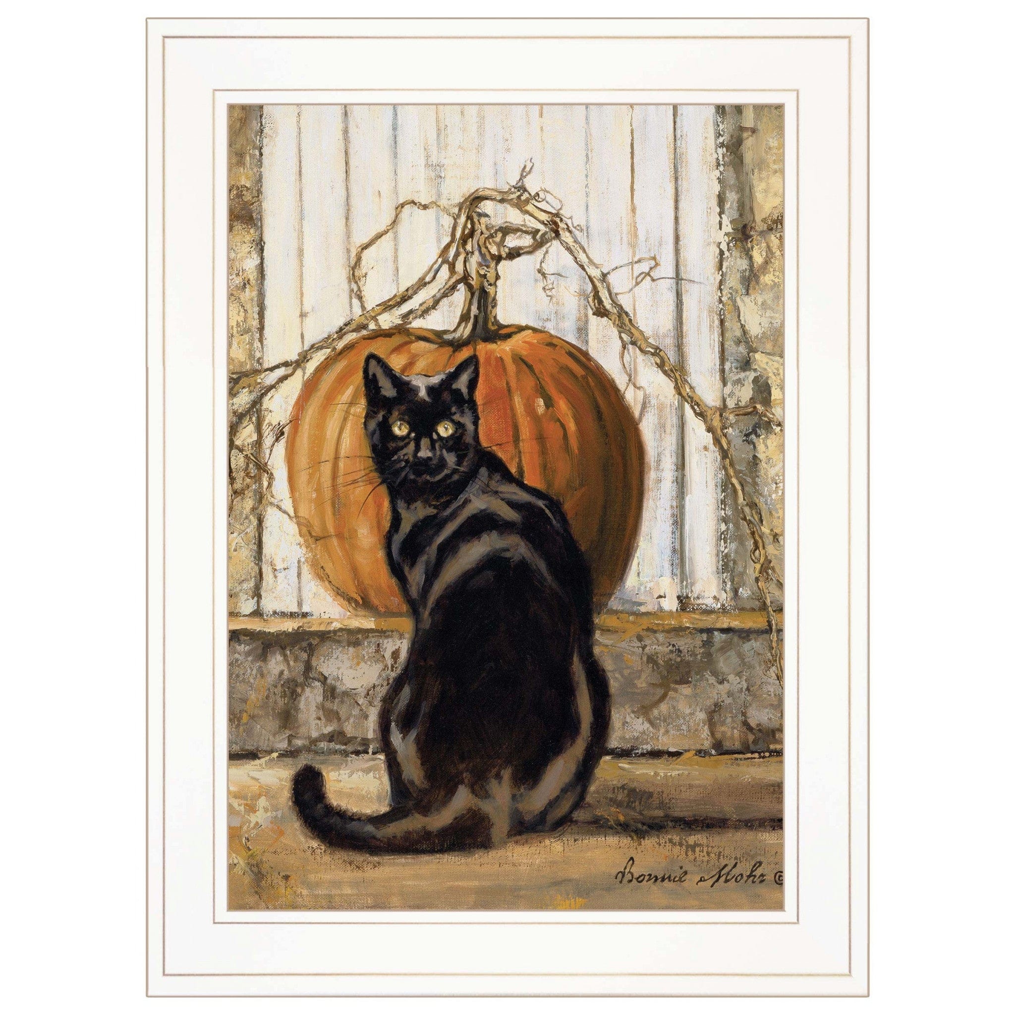 Black Cat 1 White Framed Print Wall Art - Homeroots