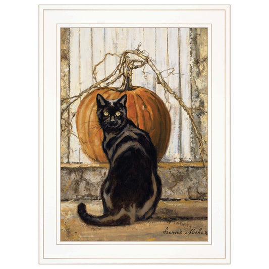 Black Cat 1 White Framed Print Wall Art - Homeroots
