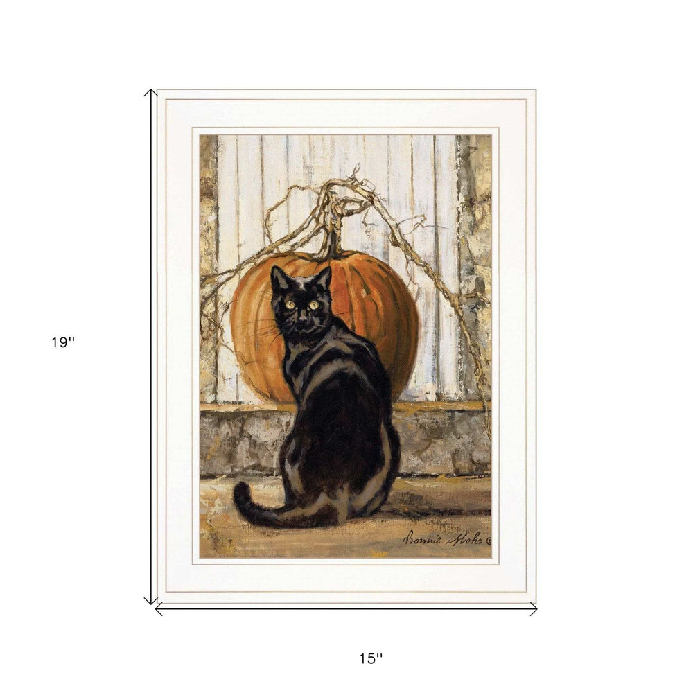 Black Cat 1 White Framed Print Wall Art - Homeroots - Flyclothing LLC