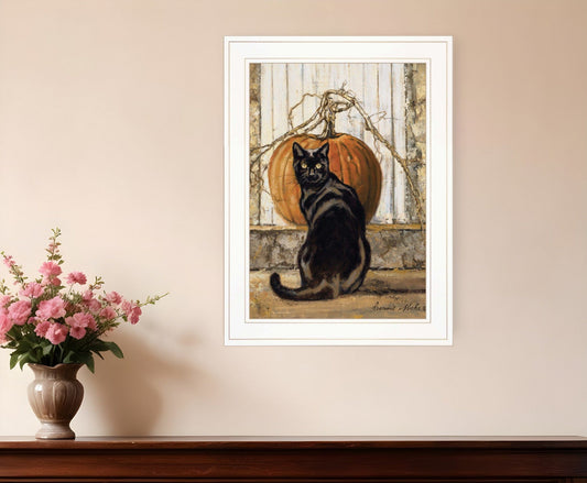 Black Cat 1 White Framed Print Wall Art - Homeroots