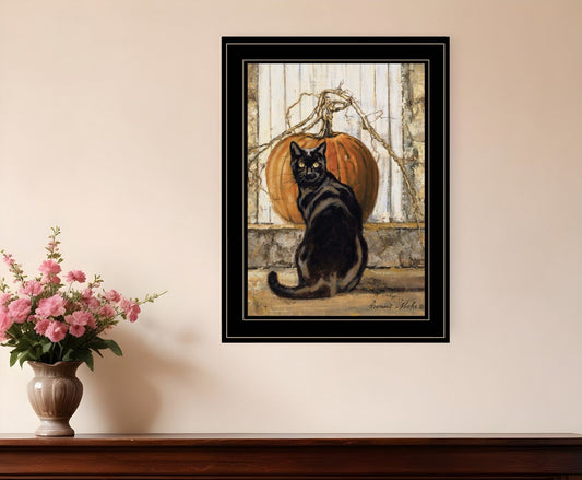 Black Cat 2 Black Framed Print Wall Art - Homeroots