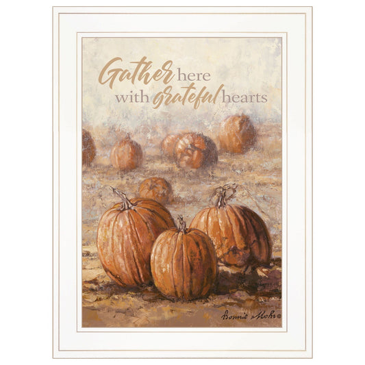 Gather Here with Grateful Hearts 1 White Framed Print Wall Art - Homeroots