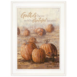 Gather Here with Grateful Hearts 1 White Framed Print Wall Art - Homeroots