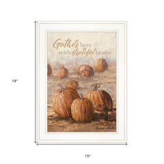 Gather Here with Grateful Hearts 1 White Framed Print Wall Art - Homeroots