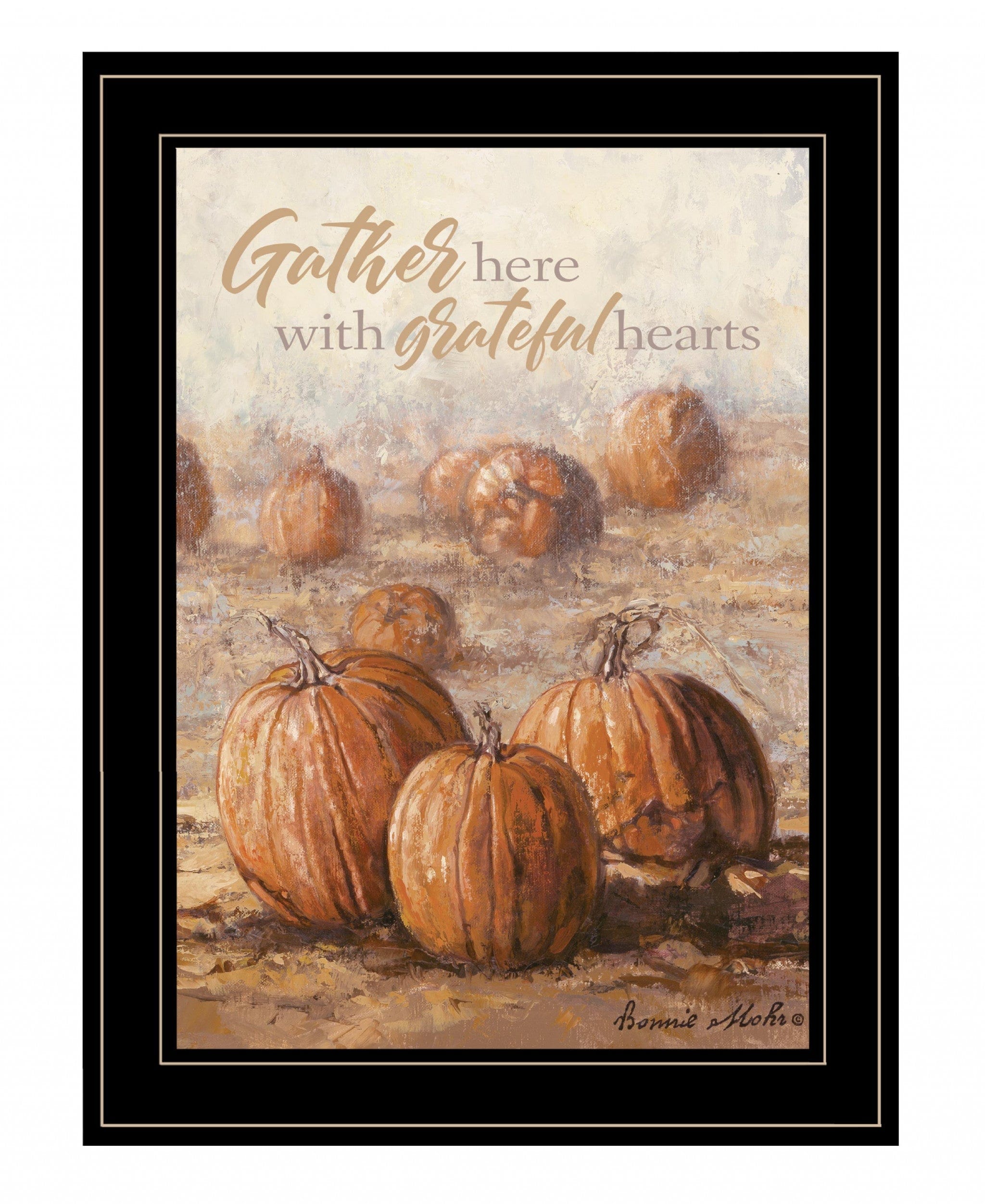 Gather Here with Grateful Hearts 2 Black Framed Print Wall Art - Homeroots