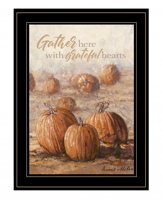 Gather Here with Grateful Hearts 2 Black Framed Print Wall Art - Homeroots