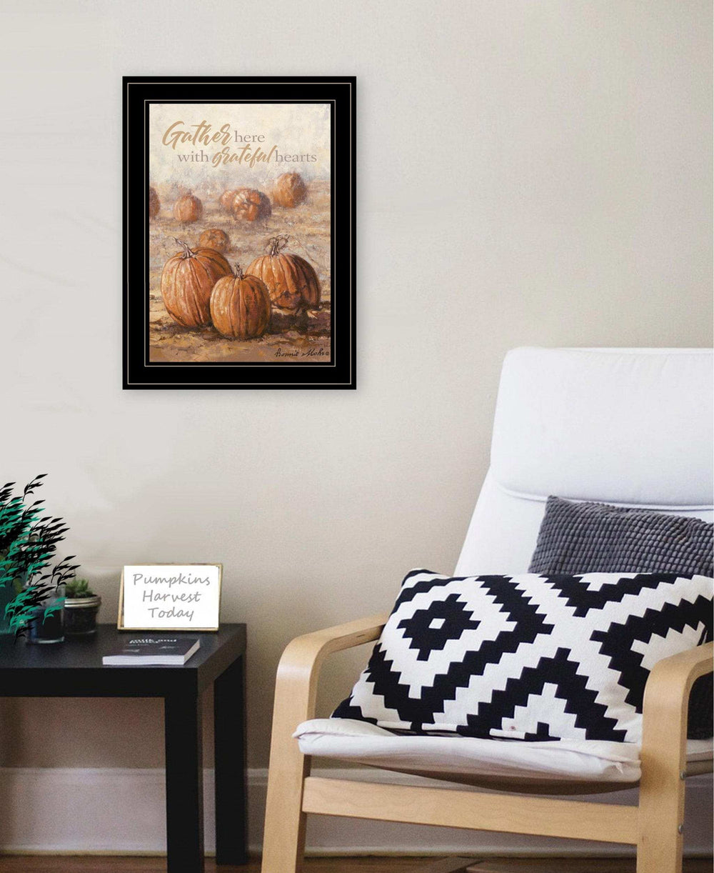 Gather Here with Grateful Hearts 2 Black Framed Print Wall Art - Homeroots - Flyclothing LLC