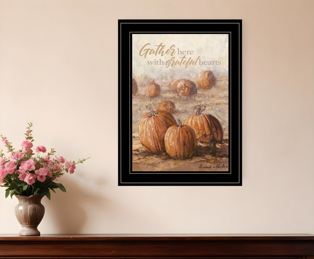 Gather Here with Grateful Hearts 2 Black Framed Print Wall Art - Homeroots