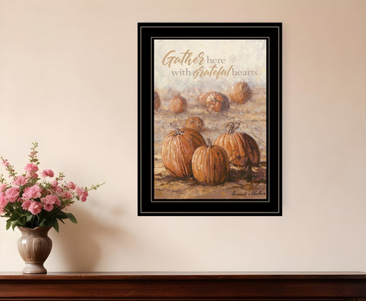 Gather Here with Grateful Hearts 2 Black Framed Print Wall Art - Homeroots