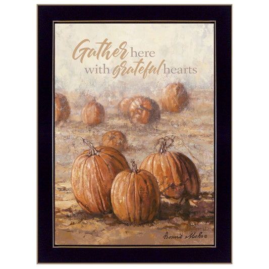 Gather Here With Grateful Hearts 3 Black Framed Print Wall Art - Homeroots