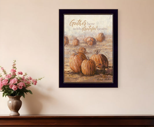 Gather Here With Grateful Hearts 3 Black Framed Print Wall Art - Homeroots