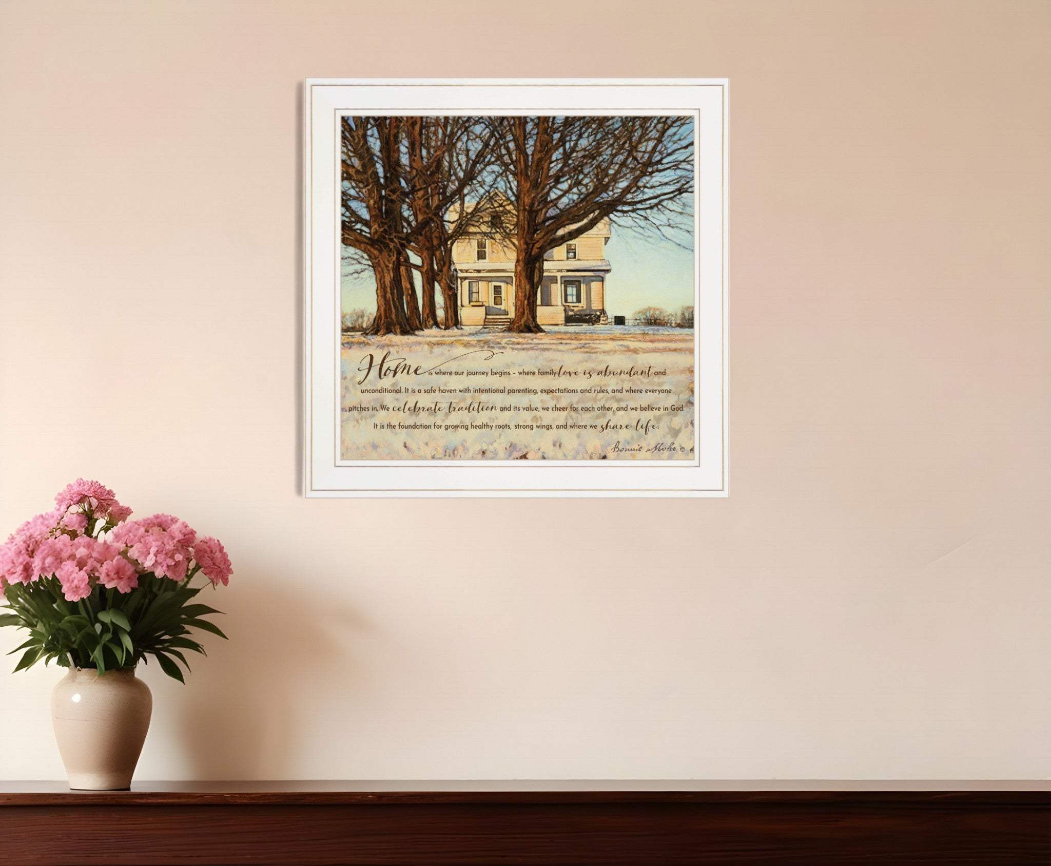 Home 1 White Framed Print Wall Art - Homeroots - Flyclothing LLC