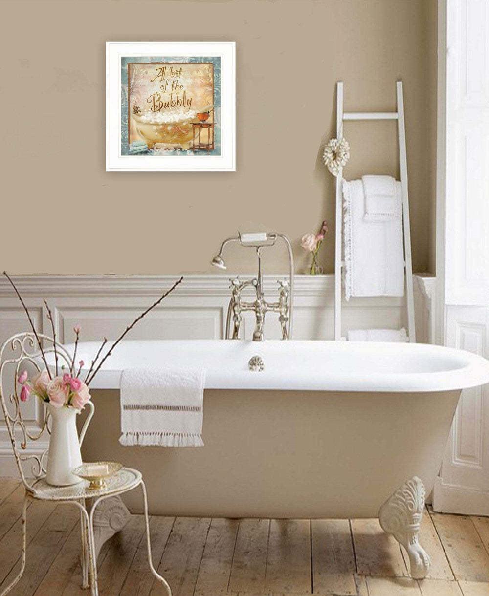 A Bit of Bubbly 1 White Framed Print Bathroom Wall Art - Homeroots - Flyclothing LLC