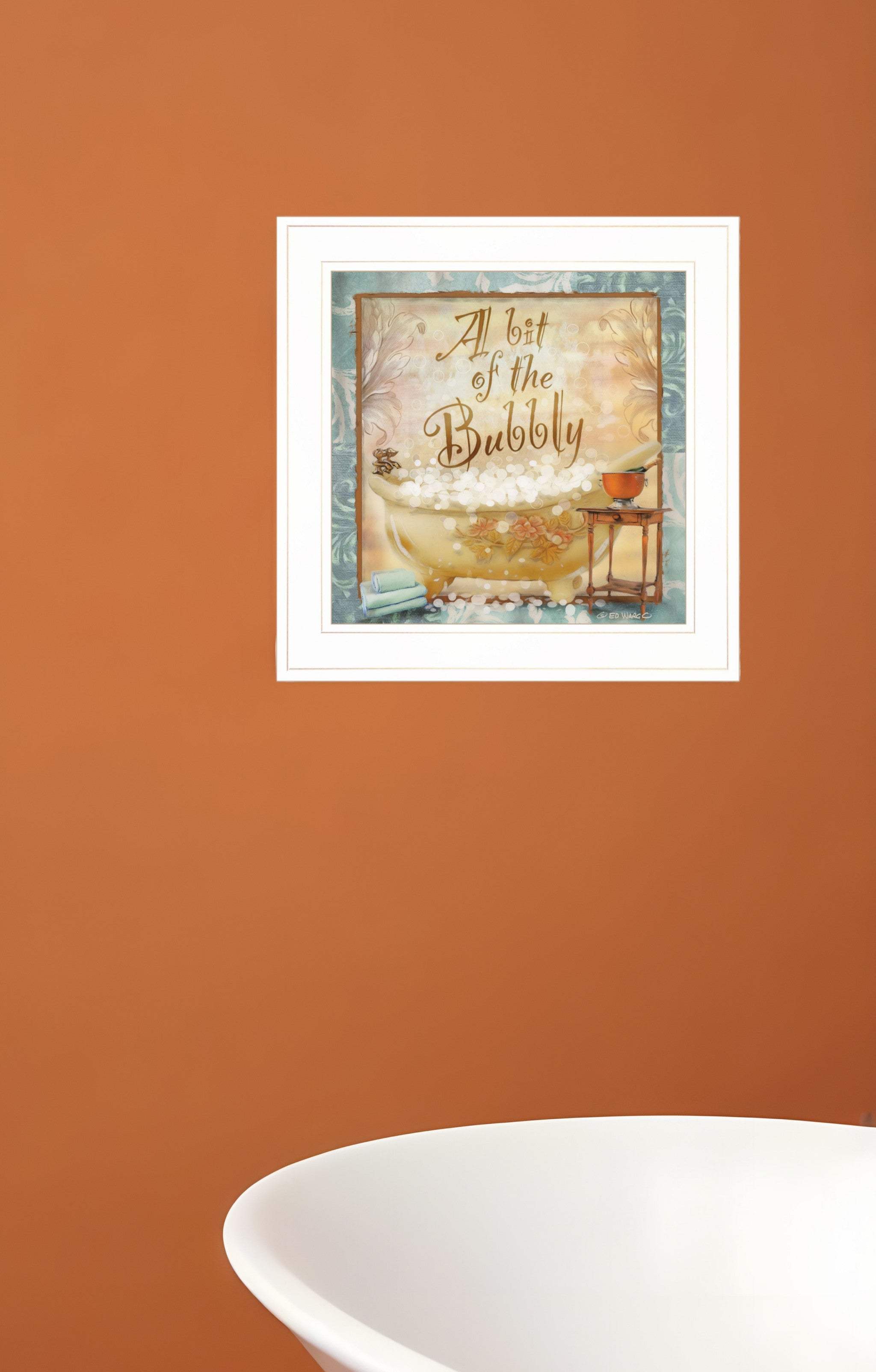 A Bit of Bubbly 1 White Framed Print Bathroom Wall Art - Homeroots - Flyclothing LLC