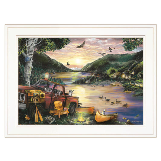 Lakefront Camping I 2 White Framed Print Wall Art - Homeroots