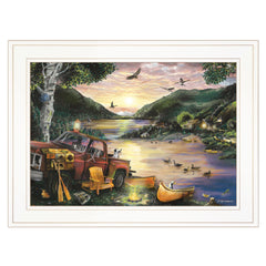 Lakefront Camping I 2 White Framed Print Wall Art - Homeroots