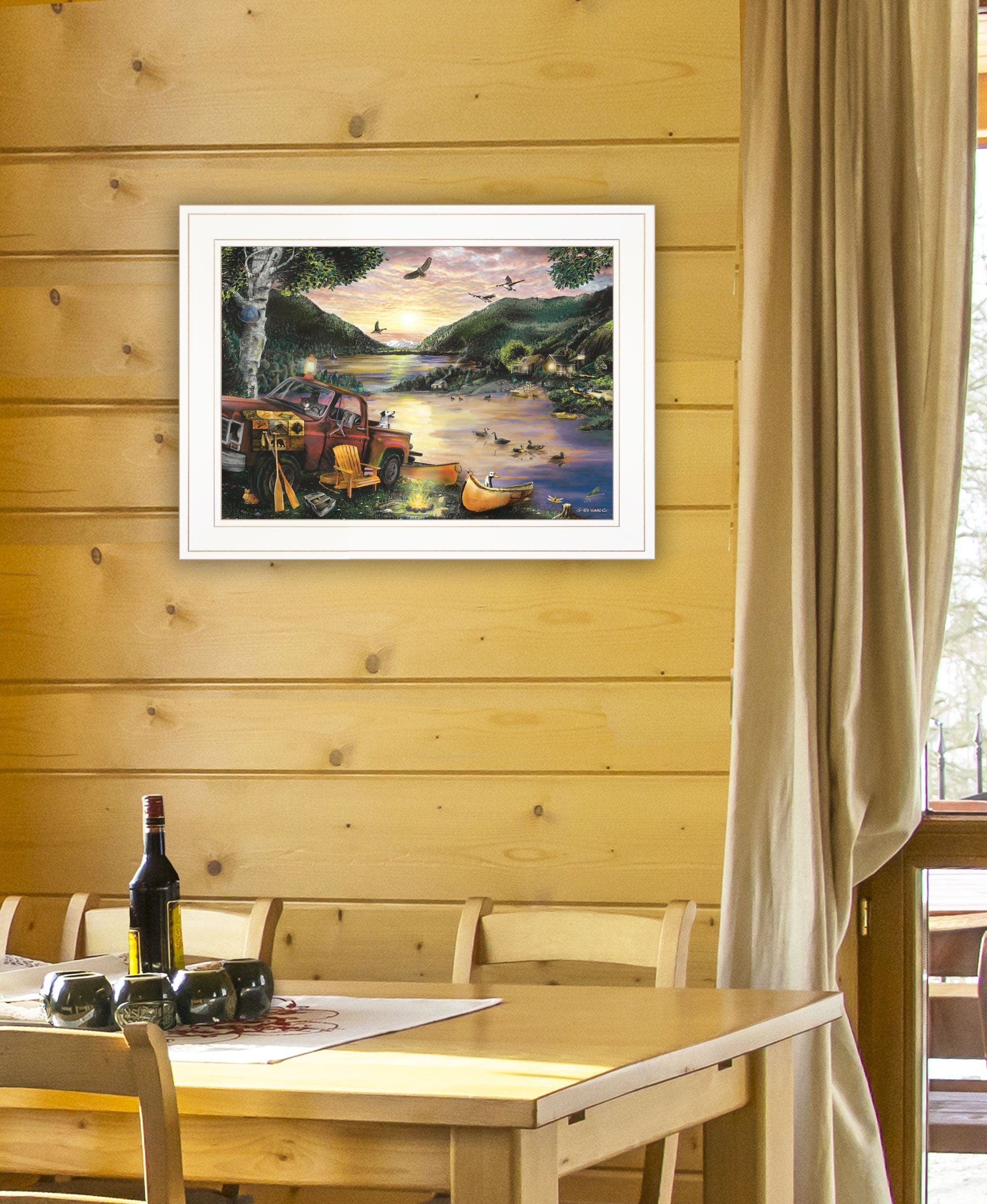 Lakefront Camping I 2 White Framed Print Wall Art - Homeroots