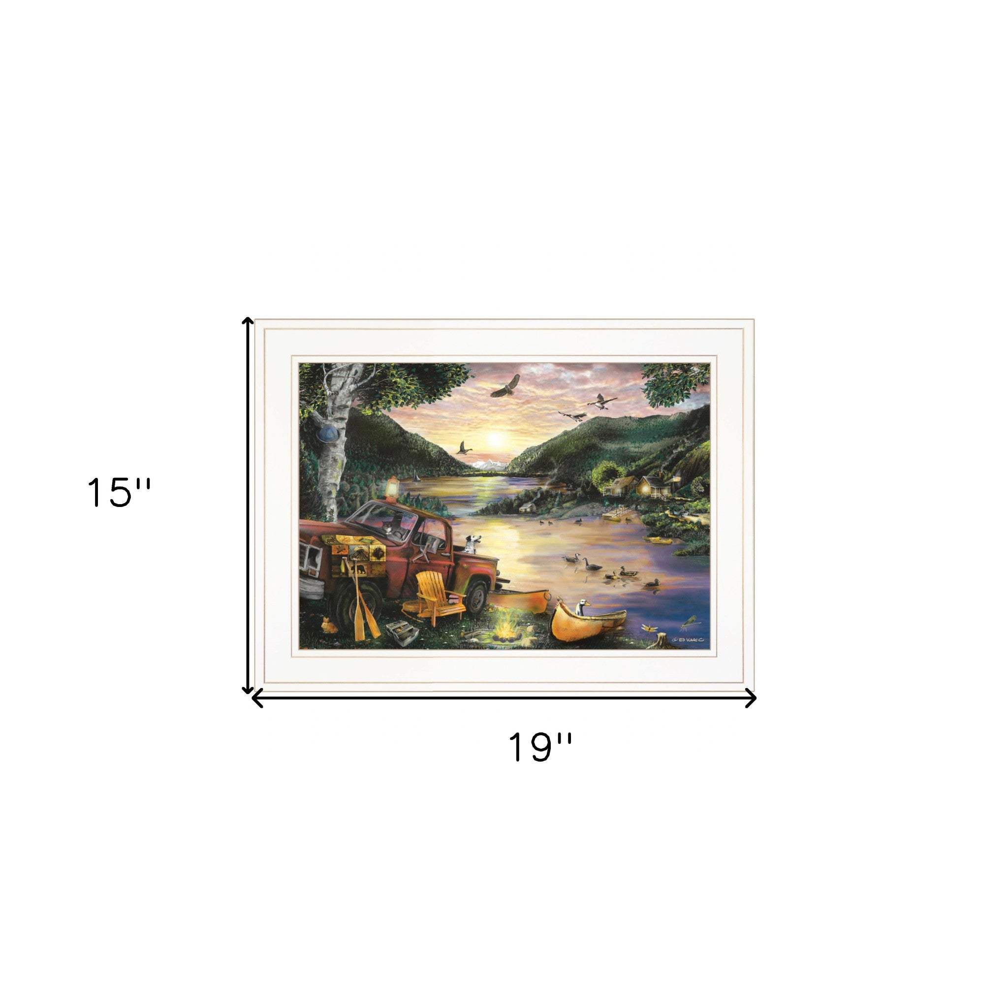 Lakefront Camping I 2 White Framed Print Wall Art - Homeroots - Flyclothing LLC
