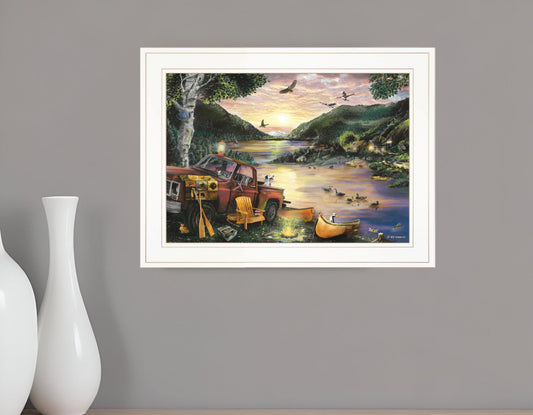 Lakefront Camping I 2 White Framed Print Wall Art - Homeroots