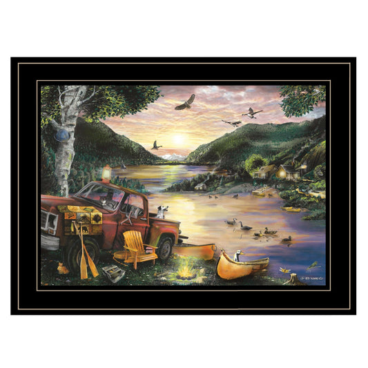 Lakefront Camping I 3 Black Framed Print Wall Art - Homeroots