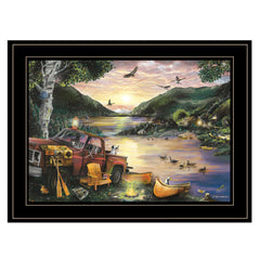 Lakefront Camping I 3 Black Framed Print Wall Art - Homeroots