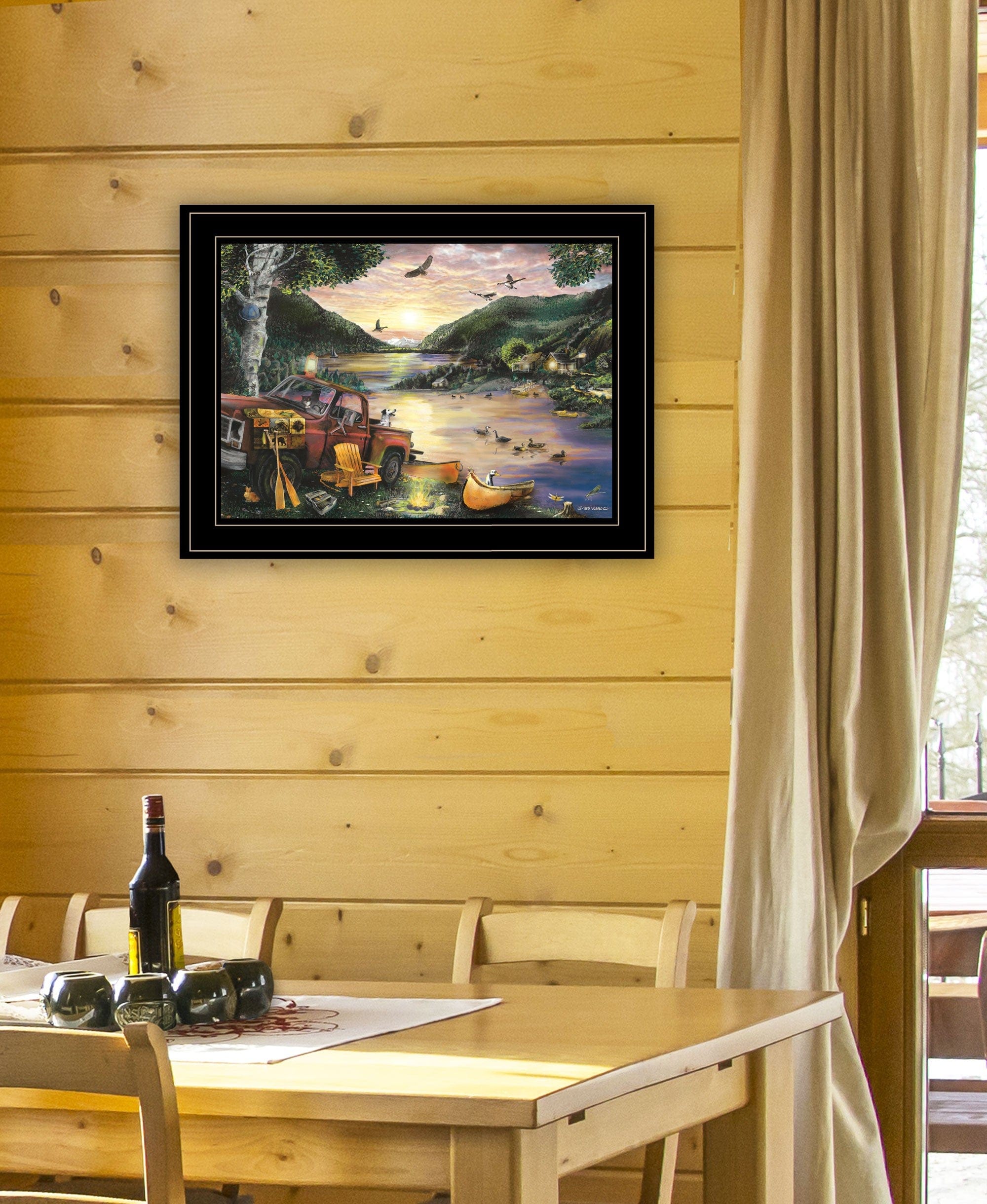 Lakefront Camping I 3 Black Framed Print Wall Art - Homeroots