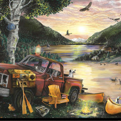 Lakefront Camping I 3 Black Framed Print Wall Art - Homeroots