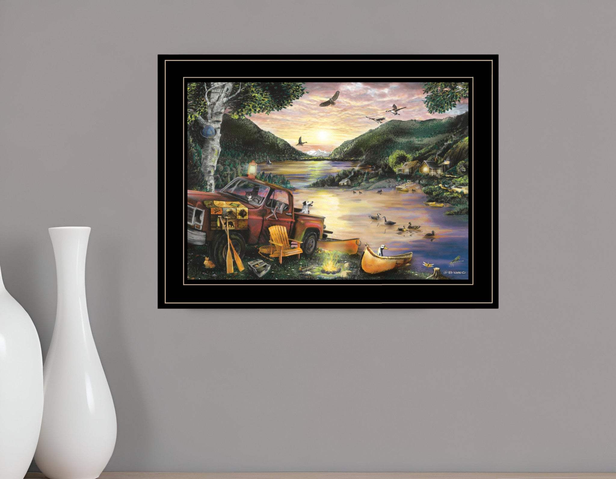 Lakefront Camping I 3 Black Framed Print Wall Art - Homeroots - Flyclothing LLC