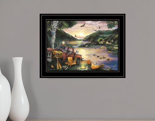 Lakefront Camping I 3 Black Framed Print Wall Art - Homeroots