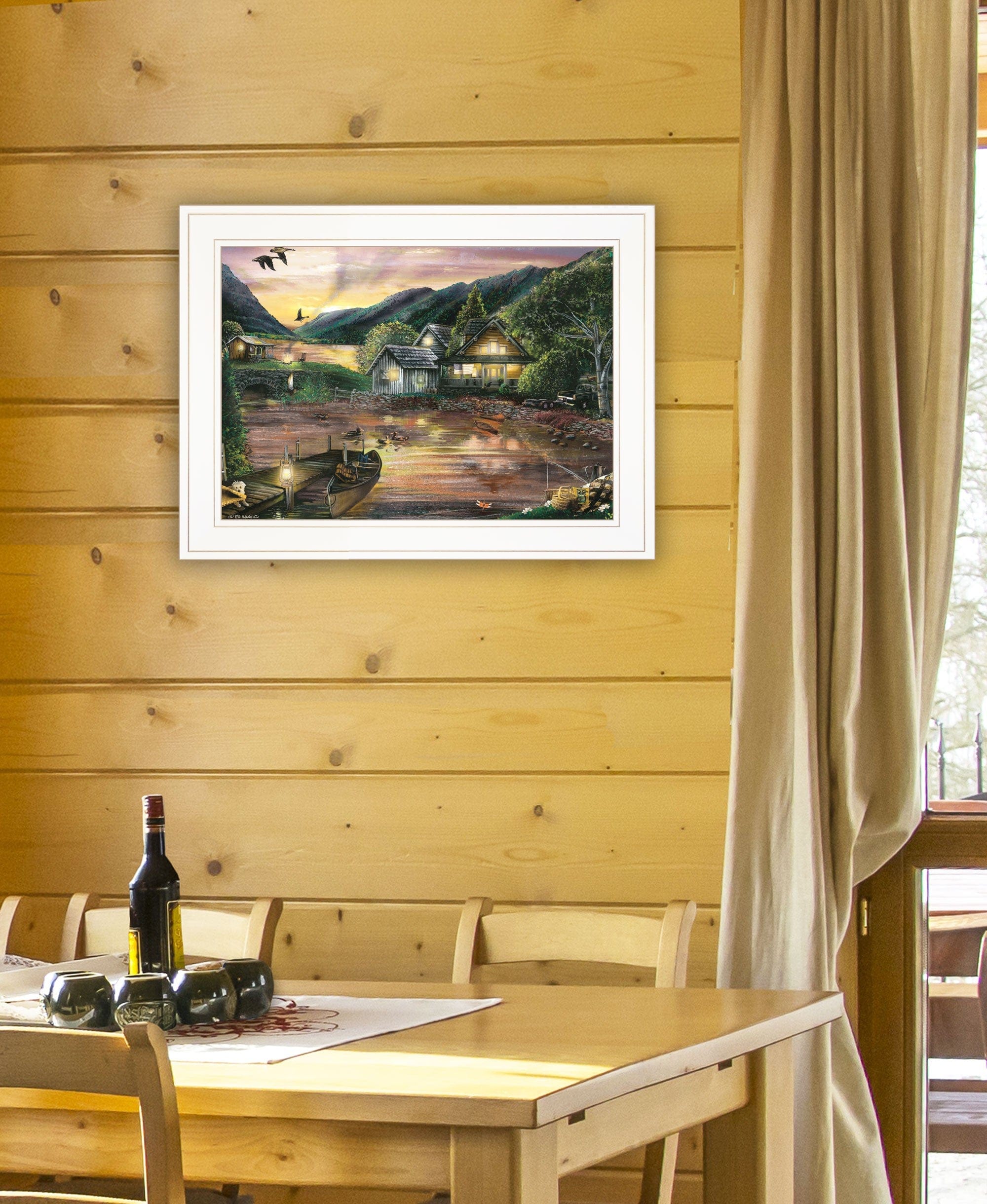 Lakefront Camping II 2 White Framed Print Wall Art - Homeroots