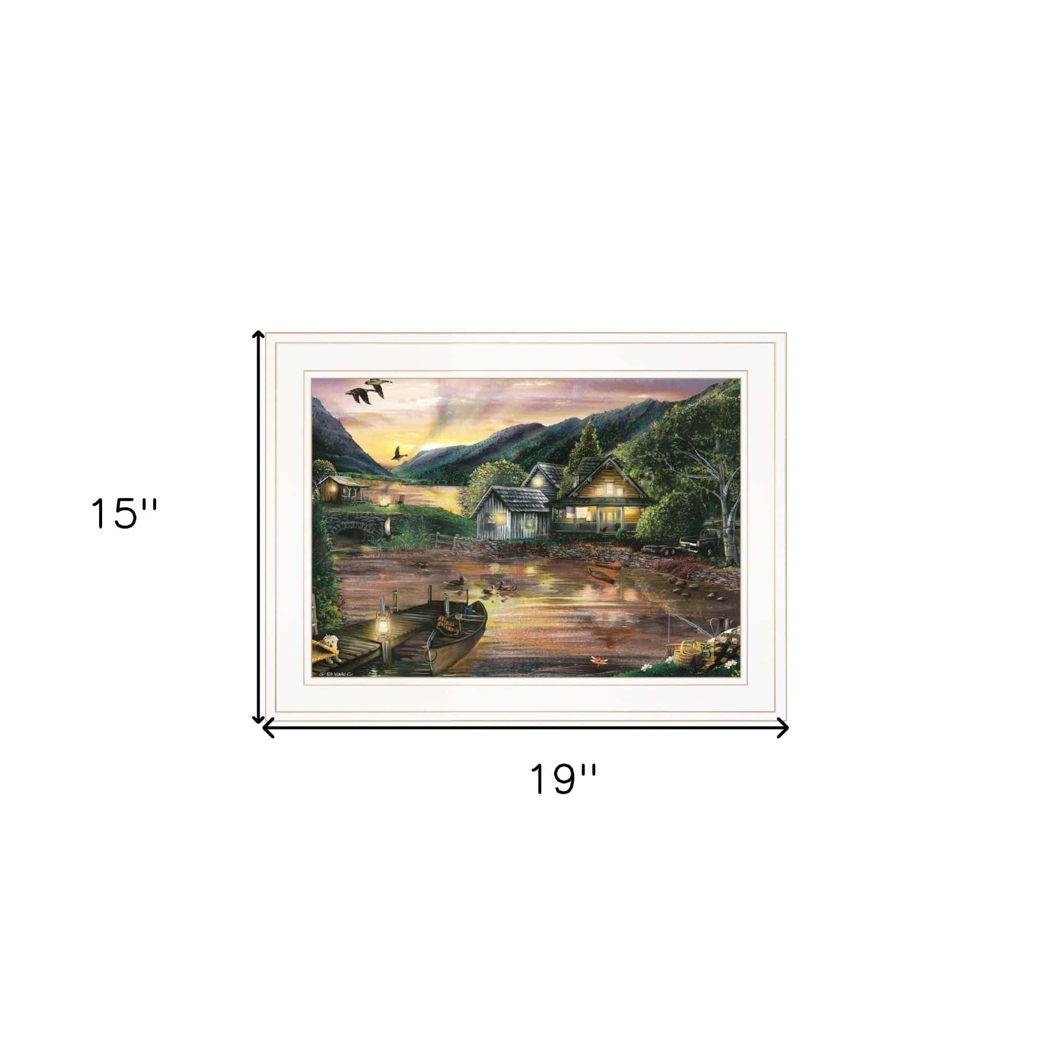 Lakefront Camping II 2 White Framed Print Wall Art - Homeroots