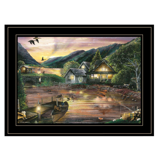 Lakefront Camping II 3 Black Framed Print Wall Art - Homeroots