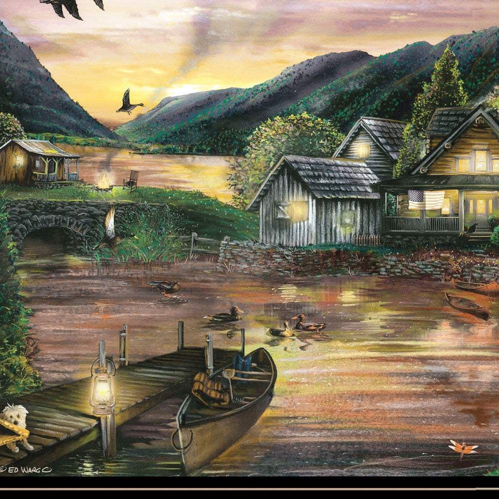 Lakefront Camping II 3 Black Framed Print Wall Art - Homeroots - Flyclothing LLC