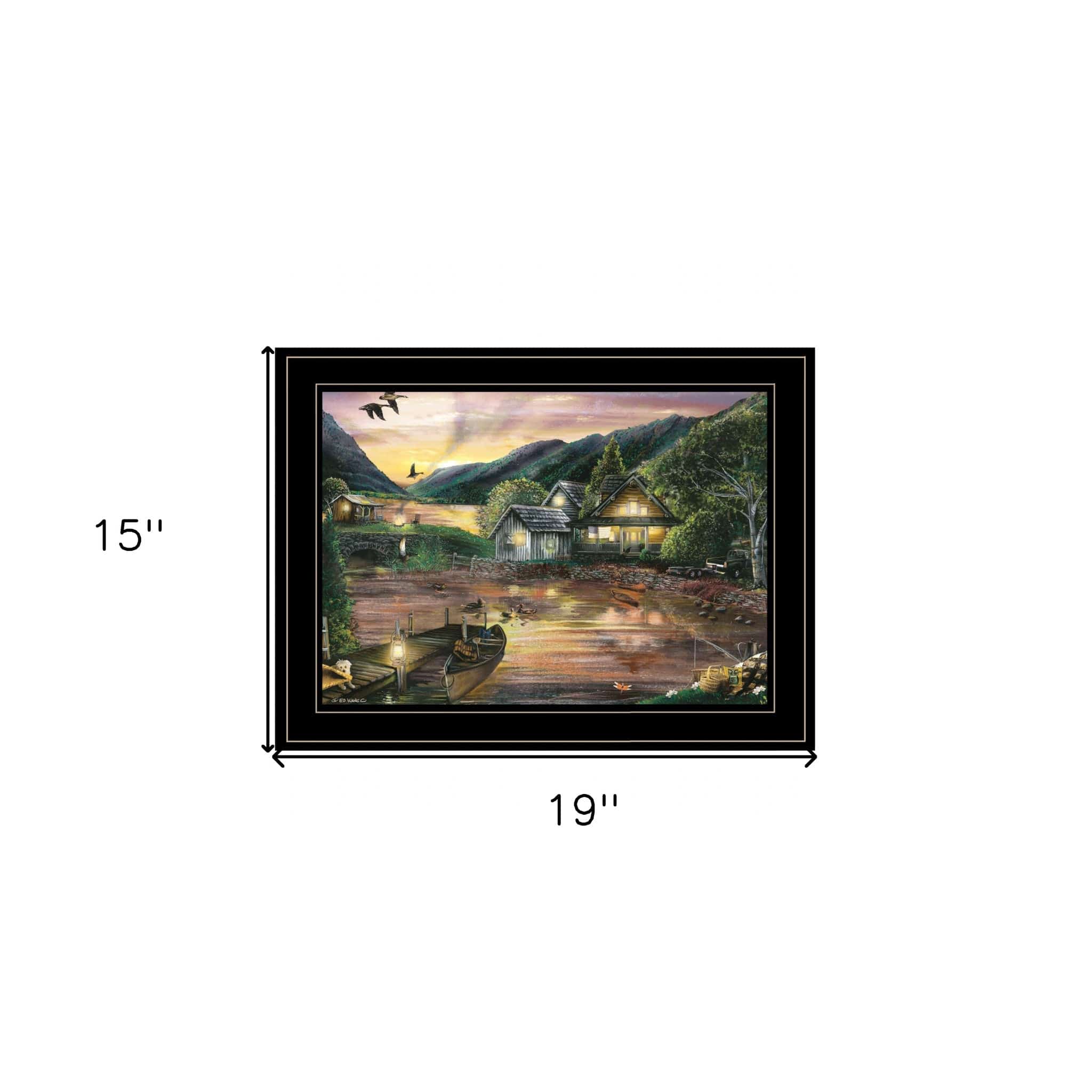 Lakefront Camping II 3 Black Framed Print Wall Art - Homeroots