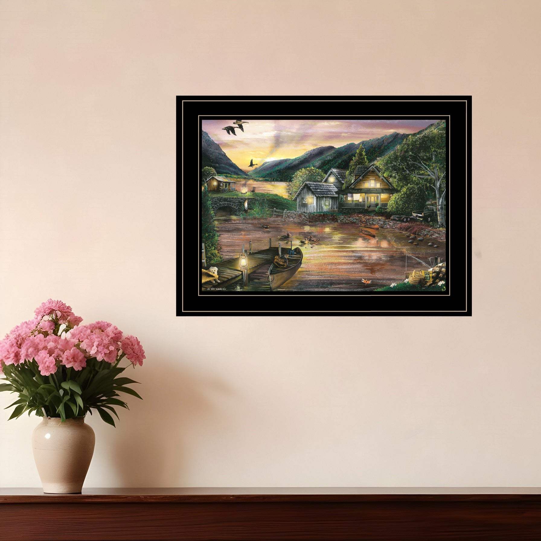 Lakefront Camping II 3 Black Framed Print Wall Art - Homeroots - Flyclothing LLC