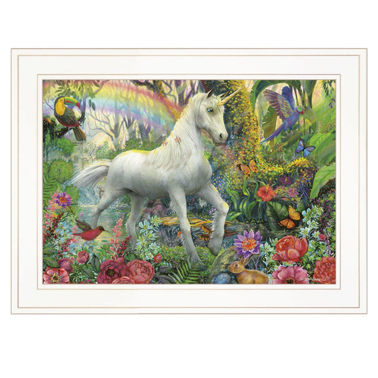 Rainbow Unicorn 2 White Framed Print Wall Art - Homeroots