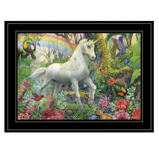 Rainbow Unicorn 3 Black Framed Print Wall Art - Homeroots