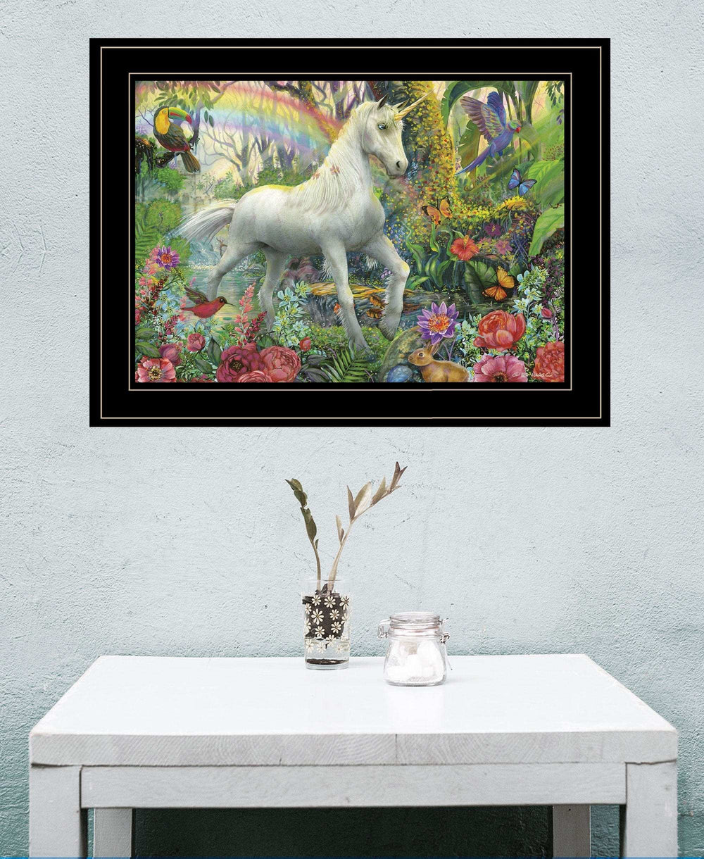 Rainbow Unicorn 3 Black Framed Print Wall Art - Homeroots - Flyclothing LLC