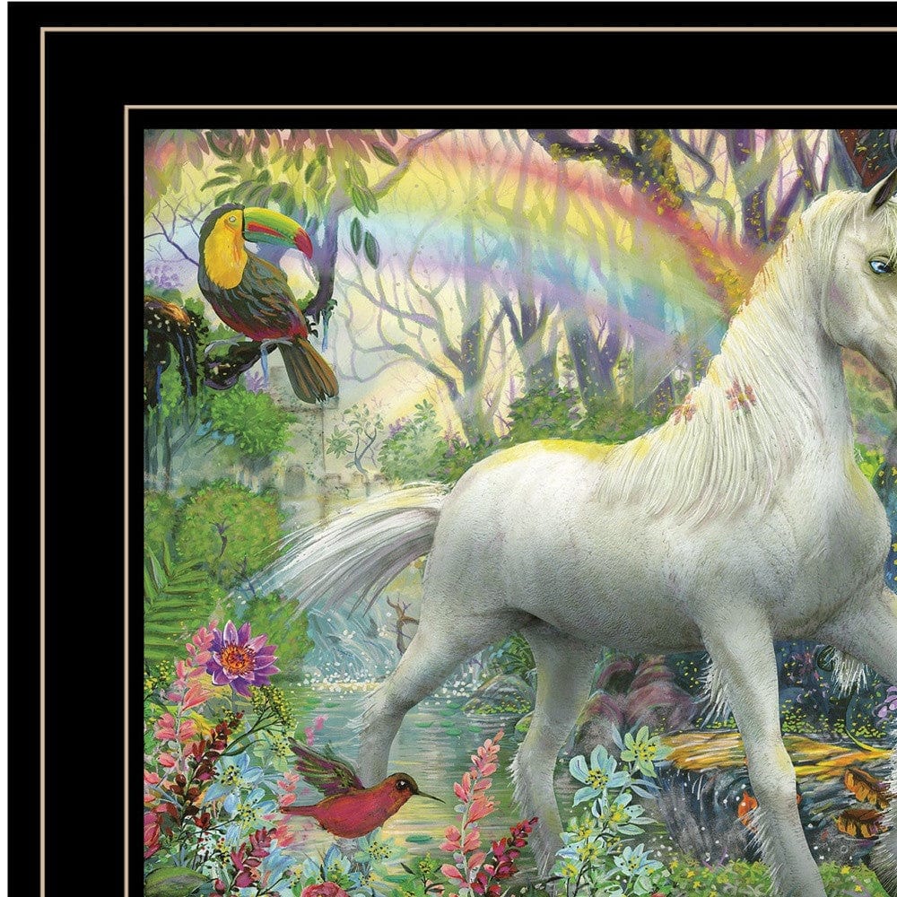 Rainbow Unicorn 3 Black Framed Print Wall Art - Homeroots