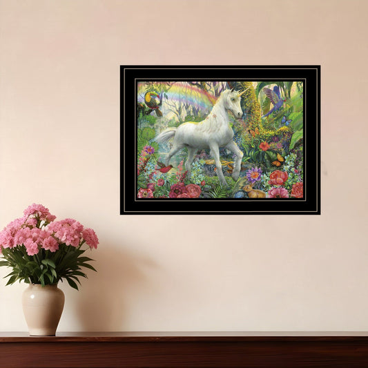 Rainbow Unicorn 3 Black Framed Print Wall Art - Homeroots