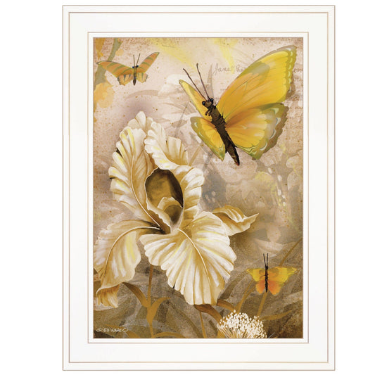 Flowers and Butterflies I 2 White Framed Print Wall Art - Homeroots