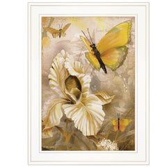 Flowers and Butterflies I 2 White Framed Print Wall Art - Homeroots