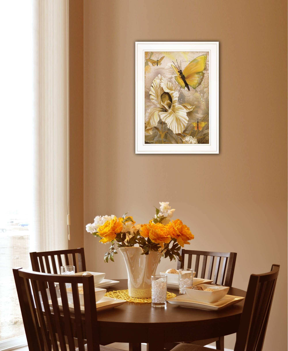 Flowers and Butterflies I 2 White Framed Print Wall Art - Homeroots - Flyclothing LLC
