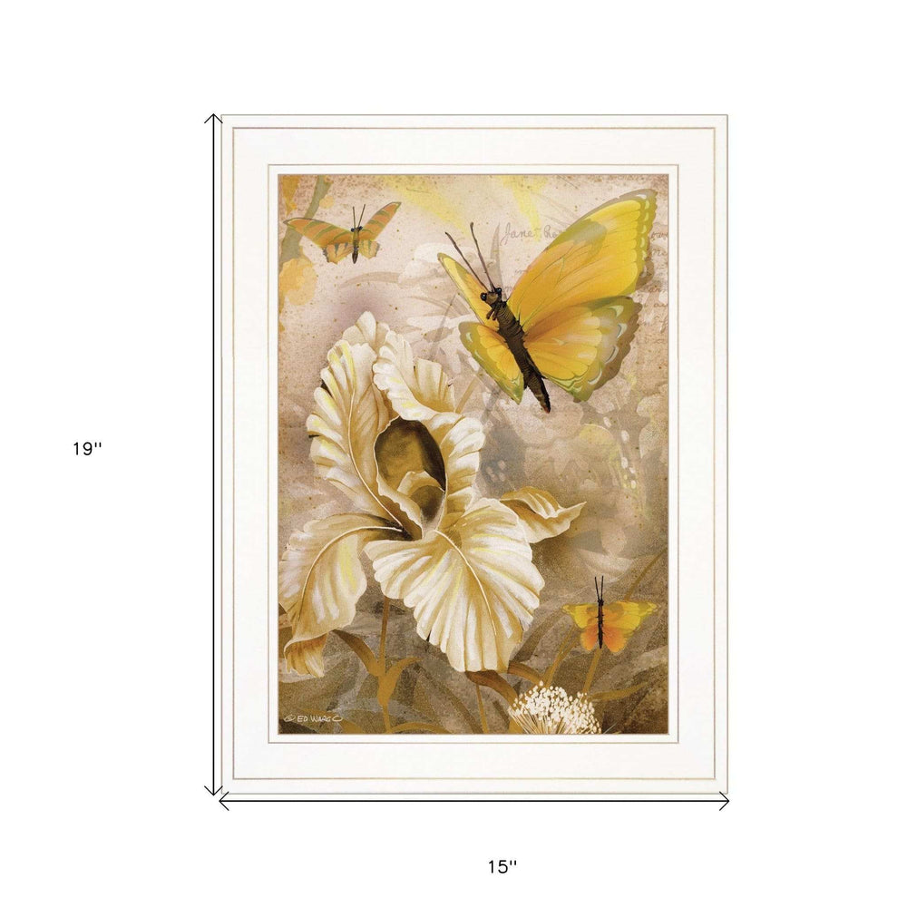 Flowers and Butterflies I 2 White Framed Print Wall Art - Homeroots - Flyclothing LLC