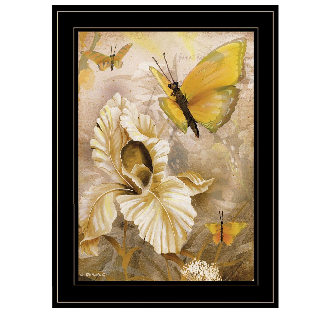 Flowers and Butterflies I 3 Black Framed Print Wall Art - Homeroots - Flyclothing LLC