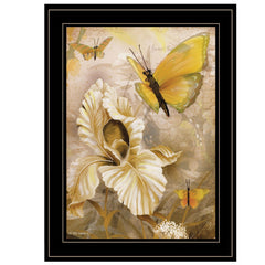 Flowers and Butterflies I 3 Black Framed Print Wall Art - Homeroots
